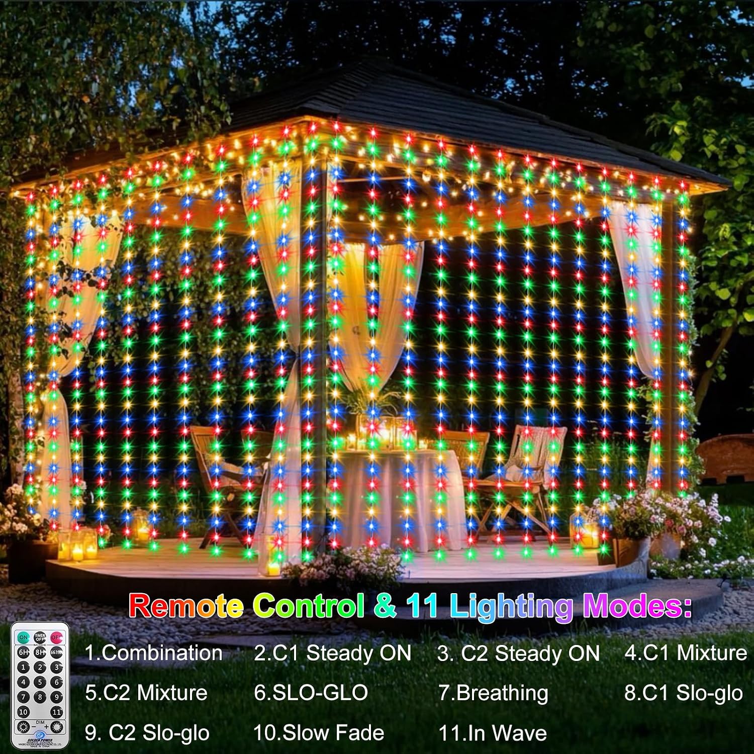 Curtain Lights — 600 LED, 20 × 10 ft, Dual Colour with Timer - Image 4