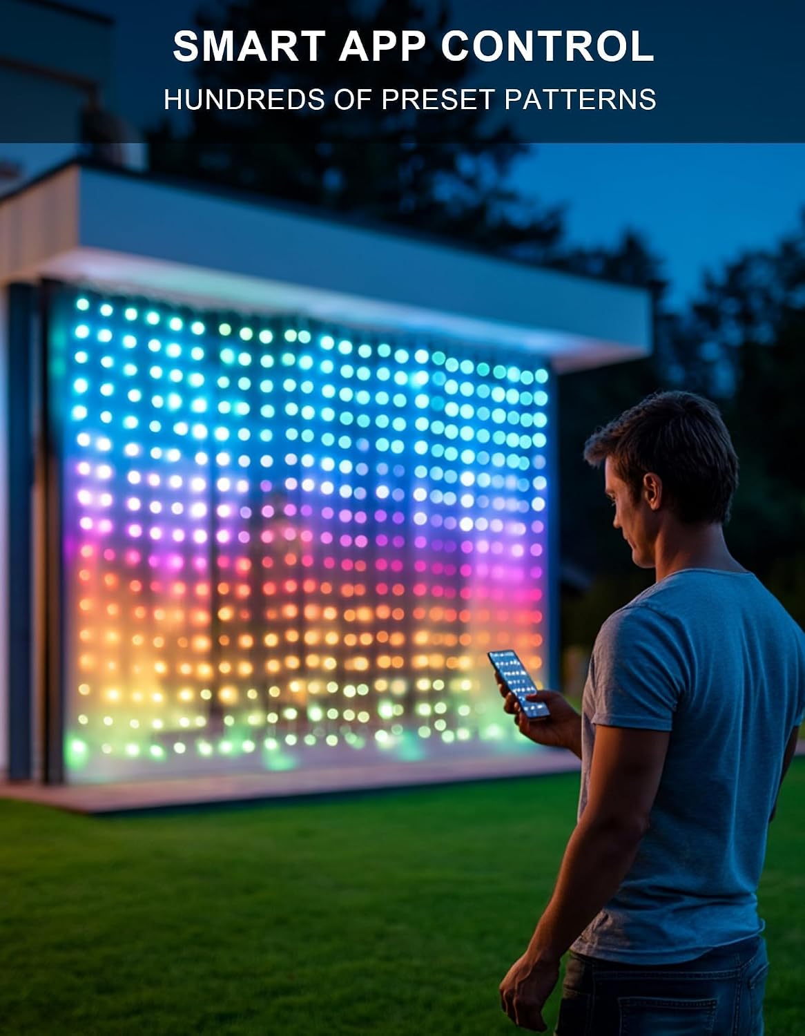 Smart Curtain Lights — 400 LED, 6.6 × 6.6 ft, Colour Changing - Image 7