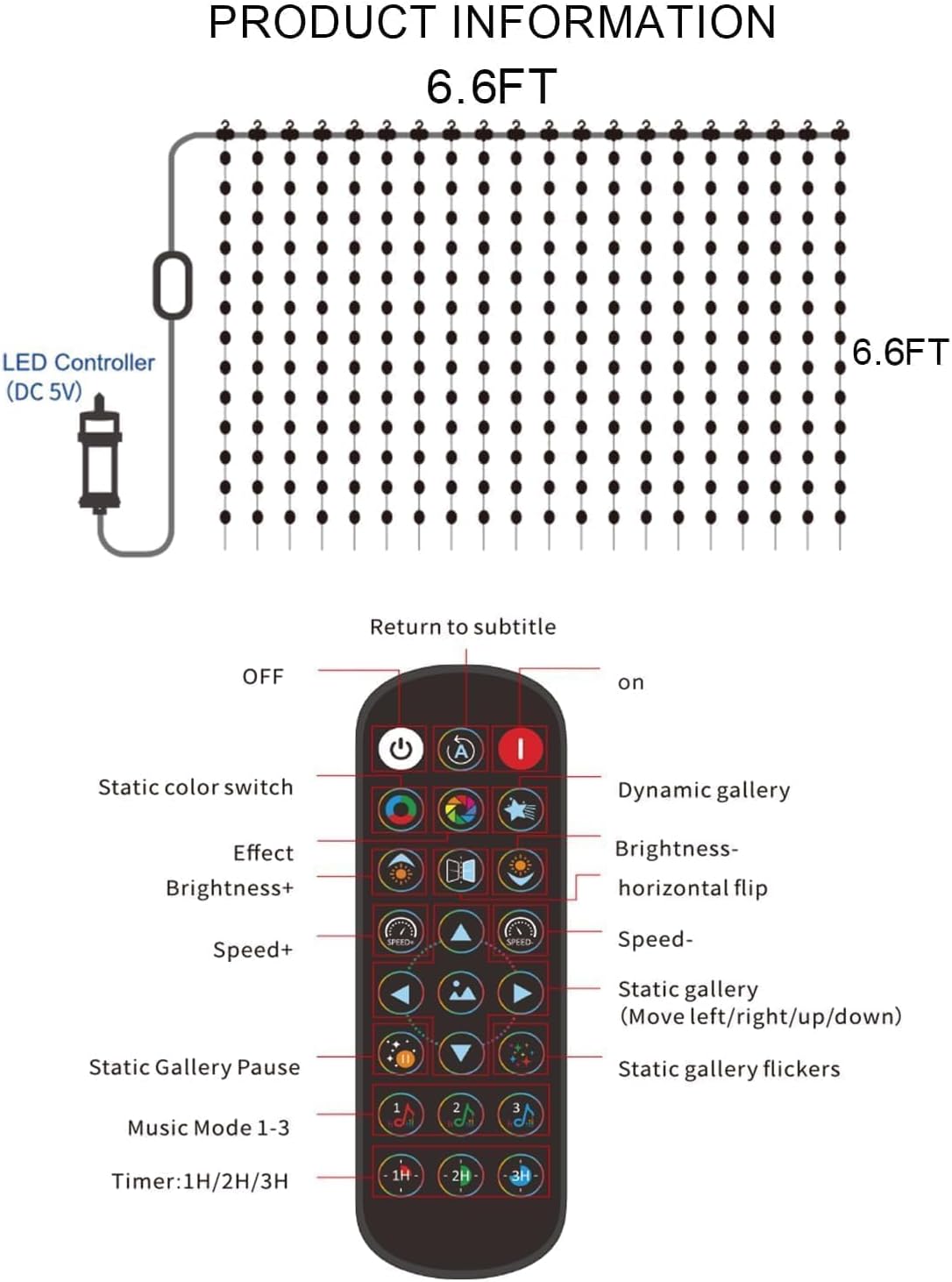 Smart Curtain Lights — 400 LED, 6.6 × 6.6 ft, Colour Changing - Image 4