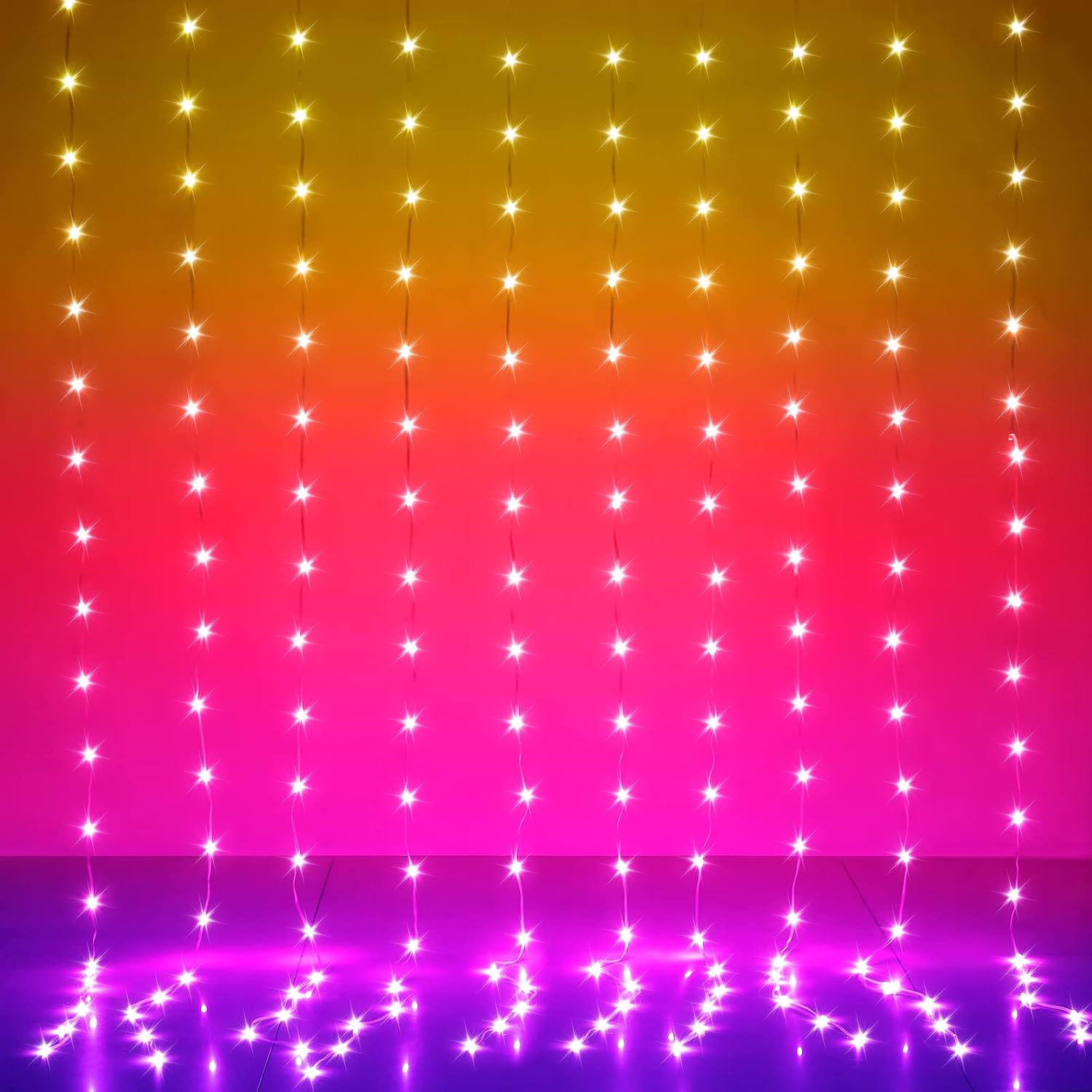 Fairy Curtain Lights — 10 × 10 ft, 300 LED, RGB Colour Changing
