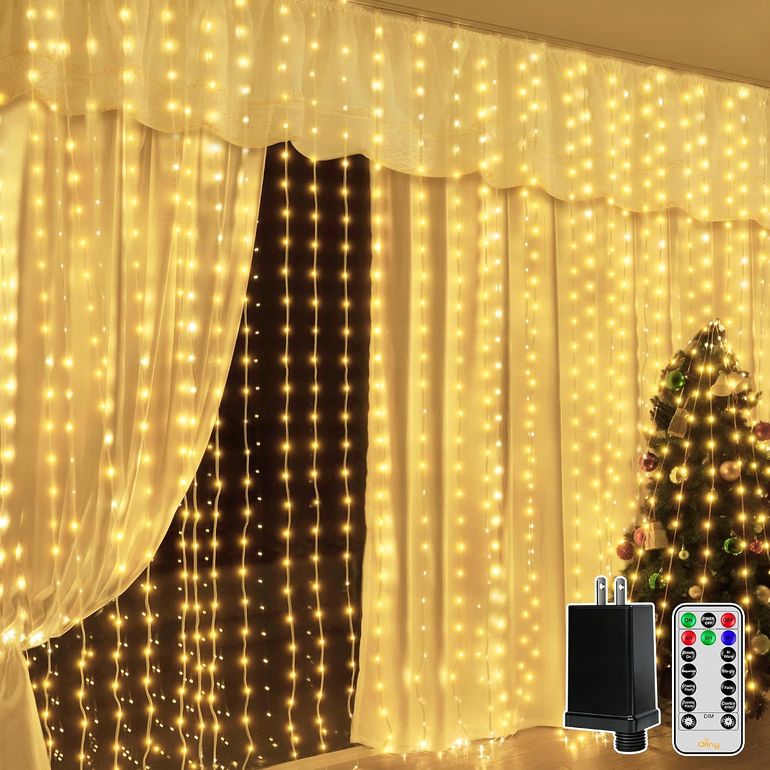 Curtain Lights — 600 LED, 19.7 × 9.8 ft, IP67 Outdoor Rice Lights