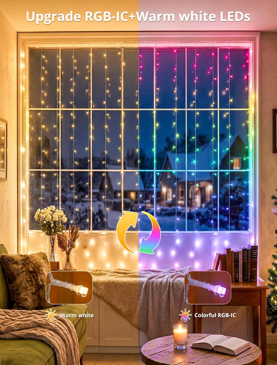 Colour Changing Curtain Lights — RGB-IC, 8.2 × 6.6 ft, 280 LED - Image 6
