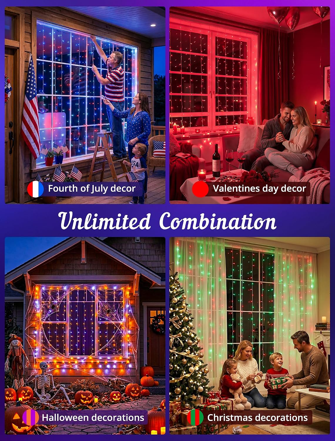 Colour Changing Curtain Lights — RGB-IC, 8.2 × 6.6 ft, 280 LED - Image 5