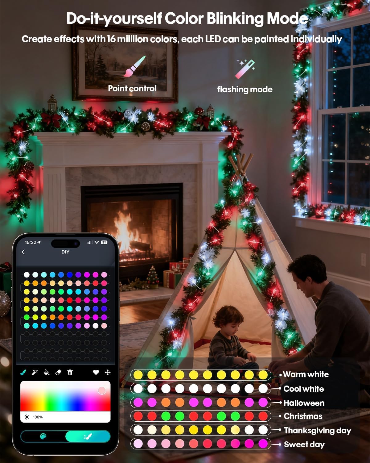 Globe String Lights — 66 ft, RGB-IC Colour Changing with Remote - Image 9