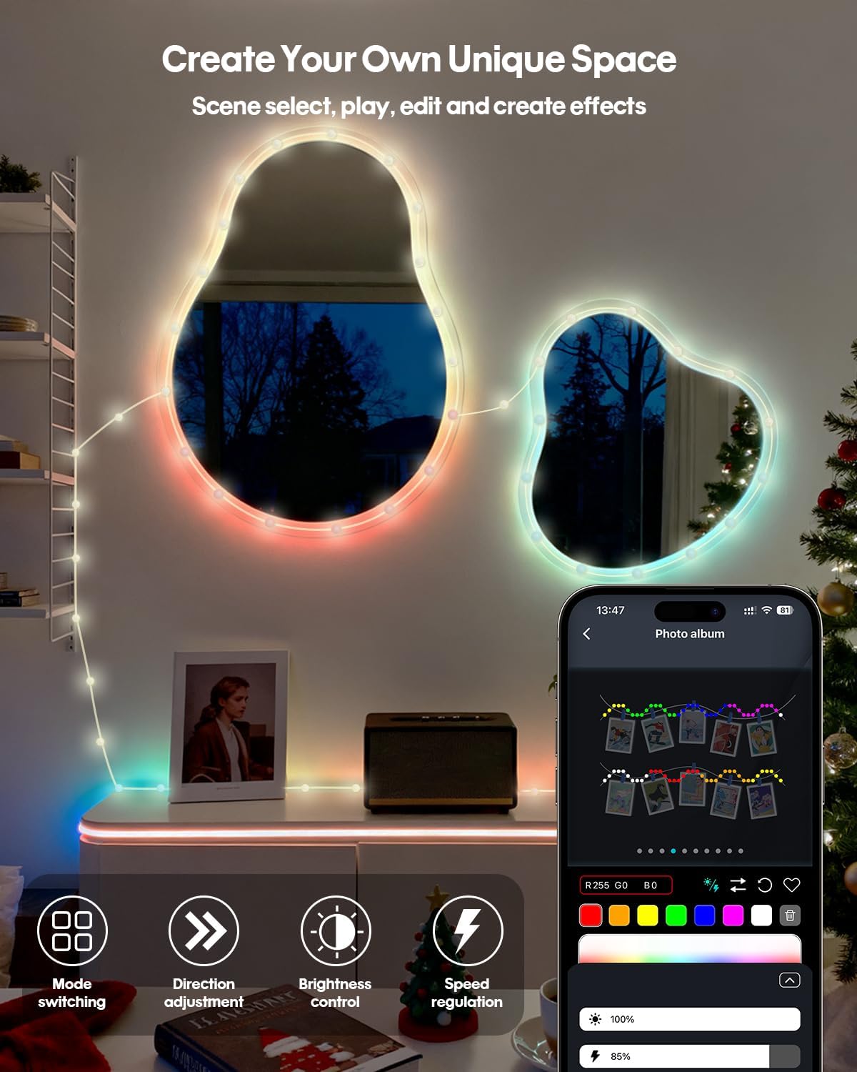 Globe String Lights — 66 ft, RGB-IC Colour Changing with Remote - Image 4